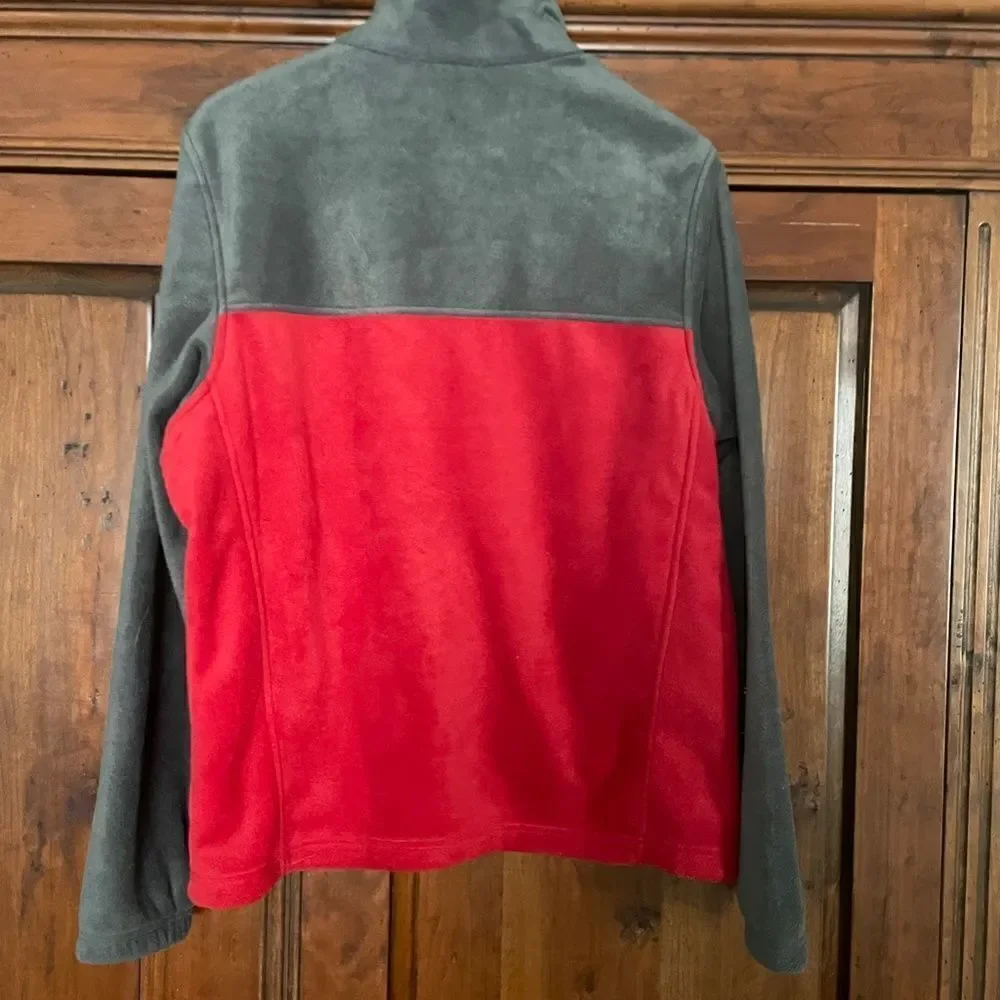 Men’s Columbia Red Gray Full Zip Up Fleece Jacket  M